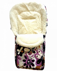 Спальный мешок в коляску №07 - North pole, бежевые/сиреневые цветки (Womar, 00-0013361 _17 цветки)